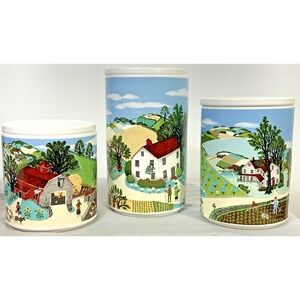 Pfaltzgraff Canister Set Avon Country Farms 3 Pc Kitchen Storage
